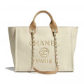 Chanel Canvas Large Deauville Pearl Tote Bag