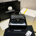 Chanel Lambskin Mini Flap Bag With Top Handle Black with Charms