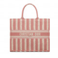 Dior Book Tote Pink D-Stripes Embroidery