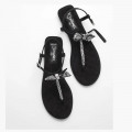 Chanel Grosgrain & Jewelry Sandals Black