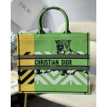 Christian Dior Large Book Tote Bright Green and Orange D-Jungle Pop Embroidery