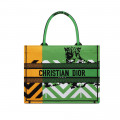 Christian Dior Medium Book Tote Bright Green and Orange D-Jungle Pop Embroidery