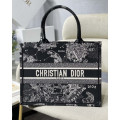 Christian Dior Medium Book Tote Black Toile de Jouy Zodiac Embroidery