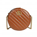 Gucci GG Marmont Mini Round Shoulder Bag Brown