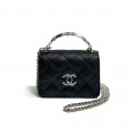 Chanel Enamel Handle Clutch with Chain in Grained Calfskin