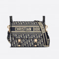 Christian Dior Medium DiorCamp Bag Blue Oblique Embroidery