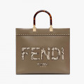 Fendi Medium Sunshine Shopper in Grey leather and Elaphe