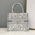 Christian Dior Small Book Tote Bag 26cm Toile De Jouy Reverse Embroidery Grey