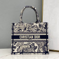 Christian Dior Small Book Tote Bag 26cm Toile De Jouy Reverse Embroidery Blue