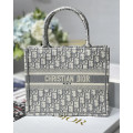 Christian Dior Small Book Tote Bag 26cm Oblique Embroidery Gray