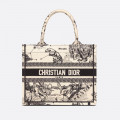 Christian Dior Small Book Tote Bag 26cm Latte Toile De Jouy Zodiac Embroidery Beige
