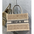 Christian Dior Medium Book Tote Beige Cannage Shearling