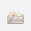 Christian Dior Caro Box Bag With Chain Latte Quilted Macrocannage Calfskin