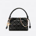 Lady Dior Top Handle Drawstring Mini Bag Black