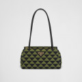 Prada Small Symbole Bag Embroidered Fabric Black/Ivy Green