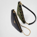 Prada Symbole Leather and Fabric Mini Bag Black/Ivy Green