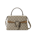 Gucci Small Dionysus Top Handle Bag Taupe Suede Trim
