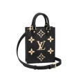 Louis Vuitton Monogram Empreinte Petit Sac Plat Bag Black / Beige