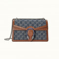 Gucci Small Dionysus Shoulder Bag in Blue Jacquard Denim