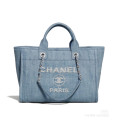 Chanel Deauville Small Shopping Bag Denim Vintage Blue