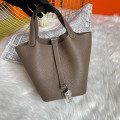 Hermes Picotin Lock Bag in Taurillon Clemence Etoupe Grey