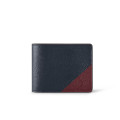 Louis Vuttion Taiga Cowhide Leather Multiple Wallet Blue/Red
