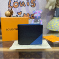 Louis Vuttion Taiga Cowhide Leather Multiple Wallet Black/Blue