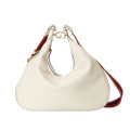 Gucci White Leather Attache Medium Shoulder Bag