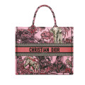 Christian Dior Book Tote Pink Multicolor Toile de Jouy Voyage Embroidery