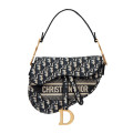 Dior Saddle Bag Blue Oblique Embroidery