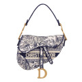 Dior Saddle Bag Blue Toile de Jouy Embroidery
