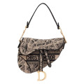 Dior Saddle Bag Beige and Black Plan de Paris Embroidery
