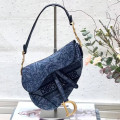 Dior Saddle Bag Denim Blue Toile de Jouy Embroidery
