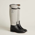 Hermes Box Calfskin and Canvas Jumping Boots