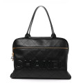 Chanel Calfskin Quilted Logo Maxi Bowling Bag