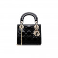 Christian Dior Mini Lady Dior Bag Black Patent Cannage Calfskin