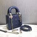 Christian Dior Mini Lady Dior Bag Blue Patent Cannage Calfskin