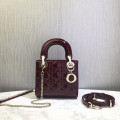 Christian Dior Mini Lady Dior Bag Burgundy Patent Cannage Calfskin