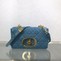 Dior Small Caro Bag Ocean Blue Supple Cannage Calfskin