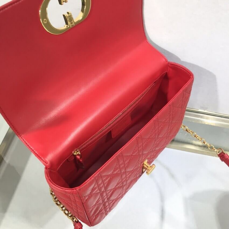 Dior Large Caro Bag Red Supple Cannage Calfskin