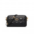 Dior Caro Double Pouch Black Supple Cannage Calfskin