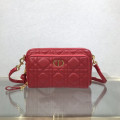 Dior Caro Double Pouch Red Supple Cannage Calfskin
