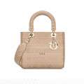 Dior Medium Lady D-Lite Bag Beige Cannage Embroidered