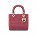 Dior Medium Lady D-Lite Bag Mallow Rose Cannage Embroidered