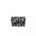 Dior Saddle Flap Card Holder Blue Oblique Jacquard