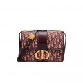 Dior 30 Montaigne Chain Bag Burgundy Oblique Jacquard