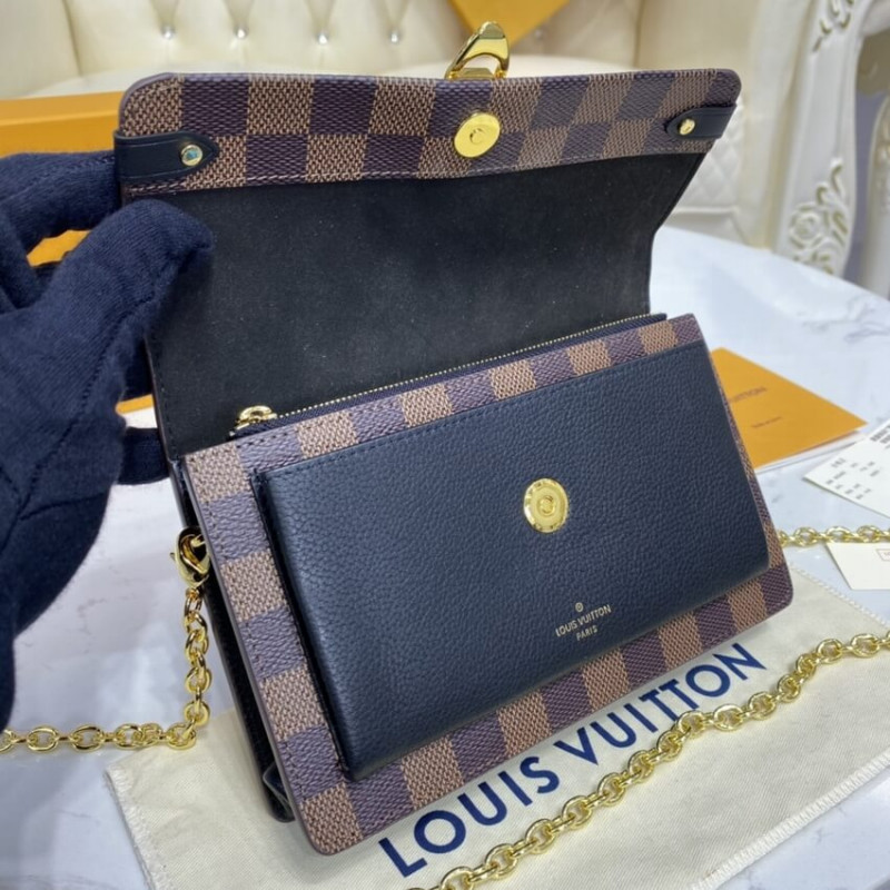 LV Louis Vuitton Damier Ebene Canvas Vavin Chain Wallet Bag – EYE