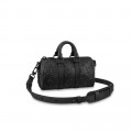 Louis Vuitton Monogram Seal Cowhide Leather Keepall XS Black