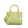 Dior Medium Lady D-Lite Bag Lime Toile de Jouy Reverse Embroidery