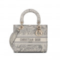 Dior Medium Lady D-Lite Bag Gray Toile de Jouy Reverse Embroidery